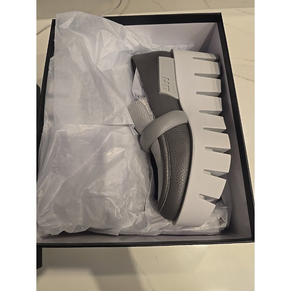 United Nude Loafers Composite Grip Shoes Gray Leather Wedge Chunky Platform 40 9 - Picture 3 of 10